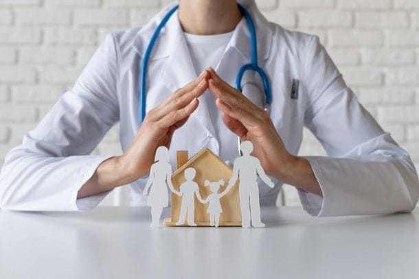 Doctor caring for a patient's family
